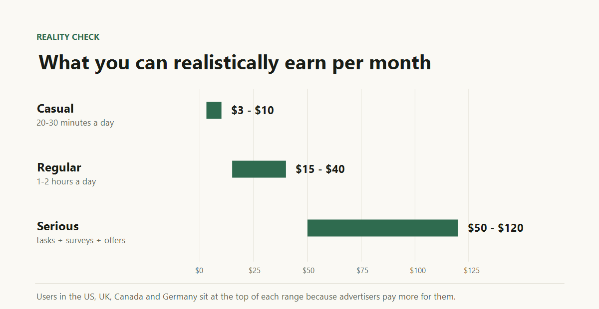 Realistic monthly earnings when you watch videos and earn money online